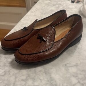 Belgian Shoes NYC - Elegant Brown Textured Men's Slip-On Loafers